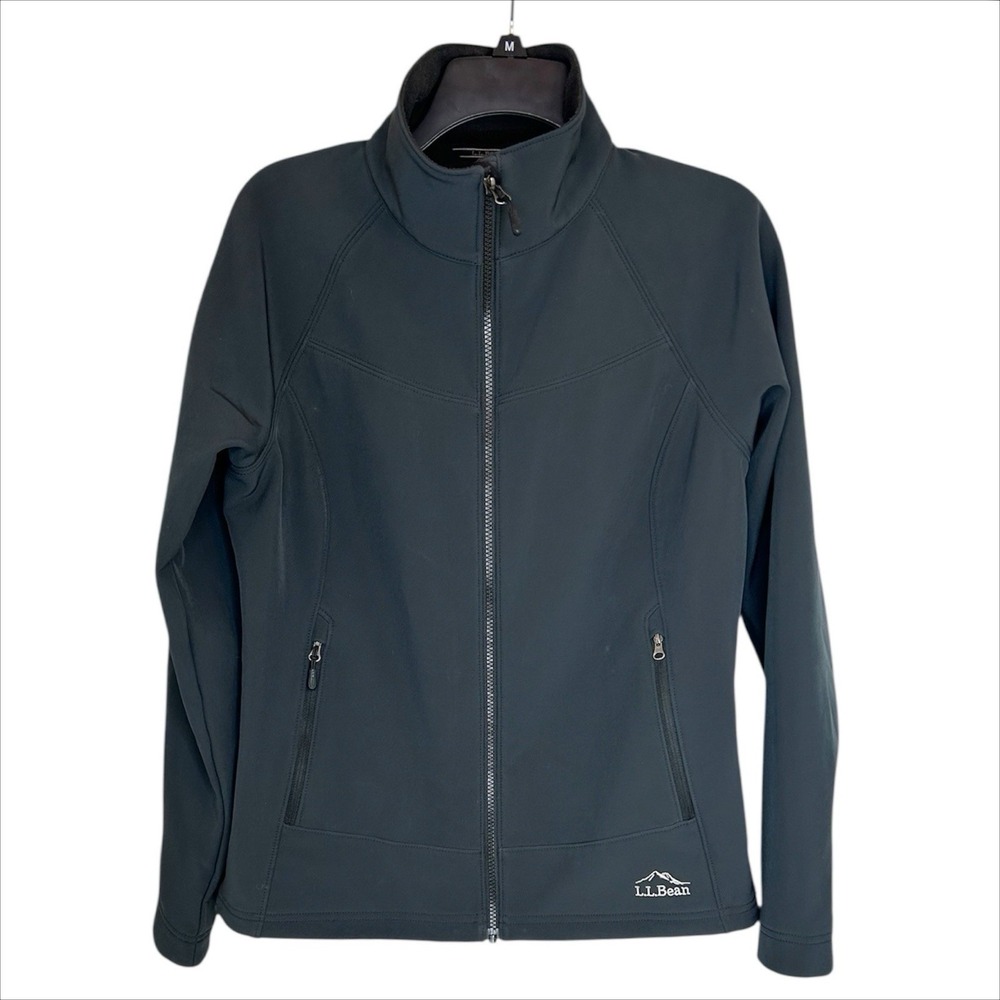 LL Bean Softshell Jacket Womens Small S Gray Pathfinder Full Zip Fleece Lined
